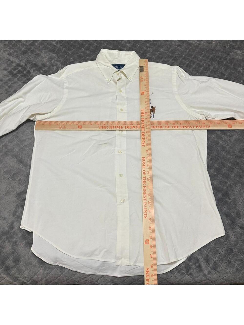 Polo Ralph Lauren Men Large White Oxford Shirt Button Down Big Pony Classic Fit - Picture 4 of 6